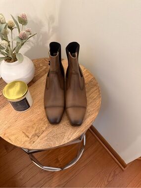 Massimo Dutti Brown Leather Chelsea Ankle Boots